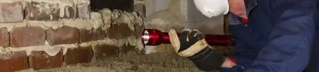 Pest control technician inspecting a crawl space for ant activity and entry points in Evansville, IN